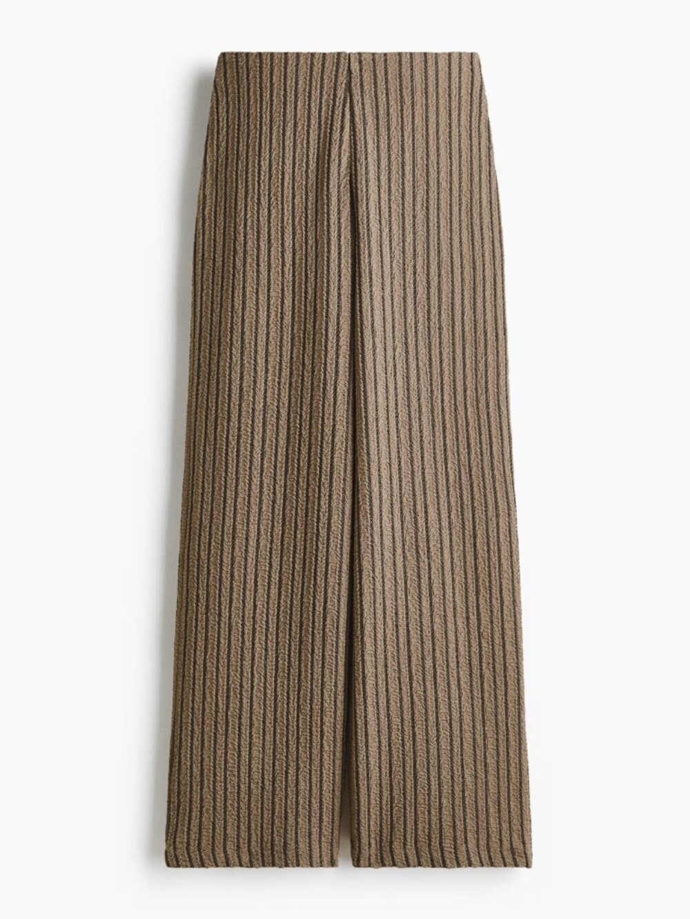 H&M Taupe Beige Striped Wide-Leg Pants Women's L NWT Crinkle Jersey Minimalist